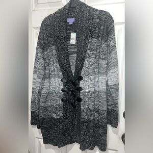 Laura Scott black & grey cardigan with corset style front #goth #alternative